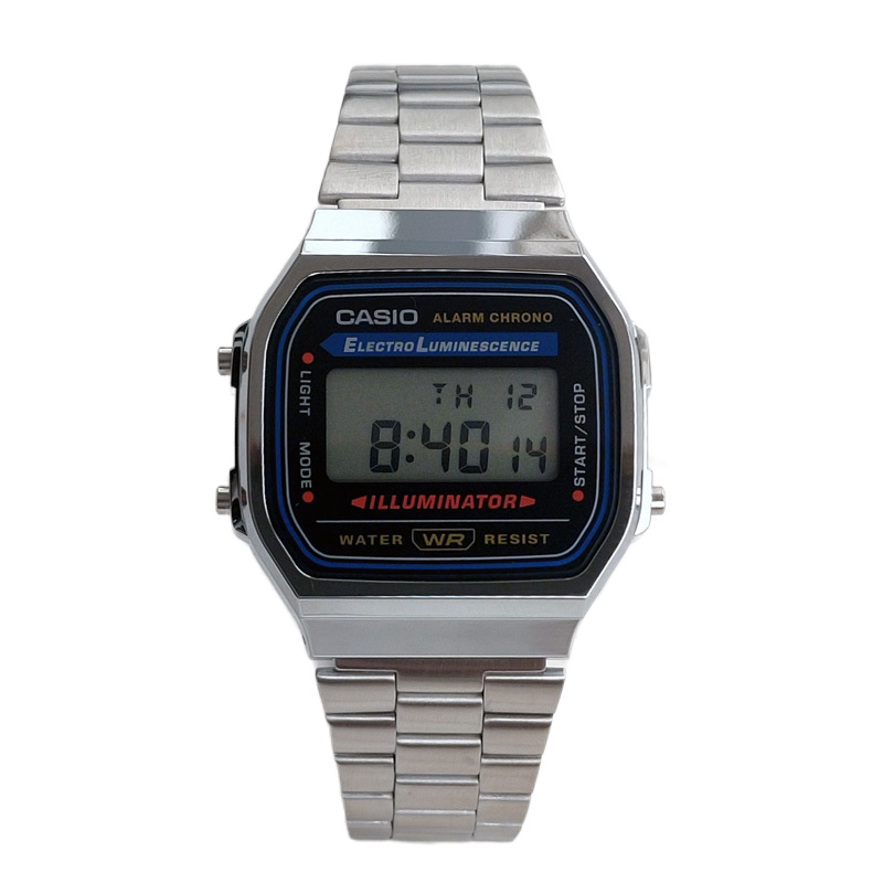 卡西欧CASIO A168WA-1复古方块七年电力带闹钟秒表防水电子手表