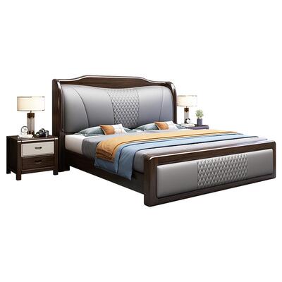 中式双人软靠包实木床