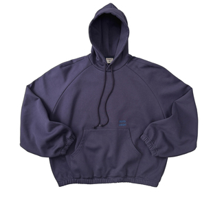 Aurocean 定染灰紫色加绒连帽卫衣500克亲肤绒宽版廓形插肩袖内搭