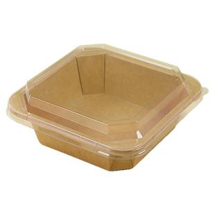 一次性牛皮纸餐盒正方形八角外卖沙拉鲜切三明治纸碗白色包装纸盒