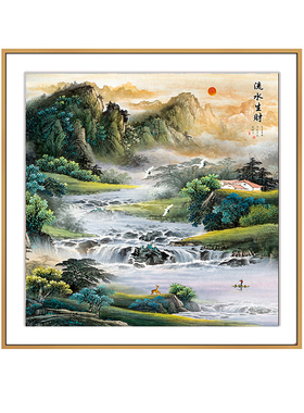 正方形装饰画新中式客厅书房挂画