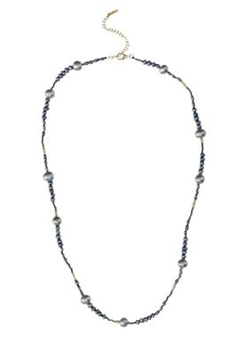 星光彩色珍珠925银镀金细款项链