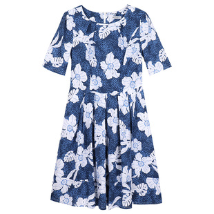 夏季高端大码好棉绸碎花短袖人造棉连衣裙子2025新款年轻绵绸女装