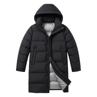 343克高充绒量雪中飞羽绒服黑金极寒中长款情侣过膝东北超厚外套