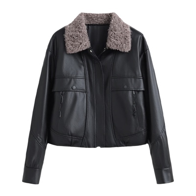 皮衣外套女加绒加厚中年妈妈皮草