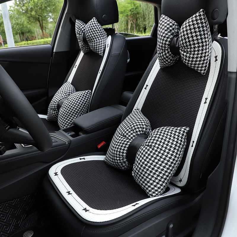 简约汽车坐垫轻奢蝴蝶结车载座椅套高级感四季通用车用装饰座垫