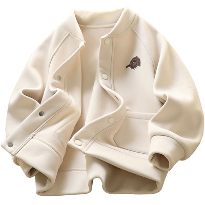 防风薄绒秋冬棒球领宽松夹克立领