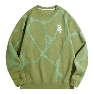 太平鸟男装空气层圆领卫衣潮流潮牌满印外套圆领刺绣上衣