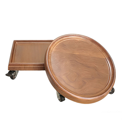 中式仿实木可移动花架花盆底座万向轮托盘加湿器水桶带轮子置物架