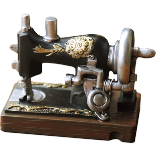 年代感缝纫机邮筒红色巴士收音机装饰品摆设 可爱迷你树脂小摆件