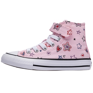 匡威童装女童运动鞋2025冬季新款高帮帆布鞋满印星星魔术贴休闲鞋