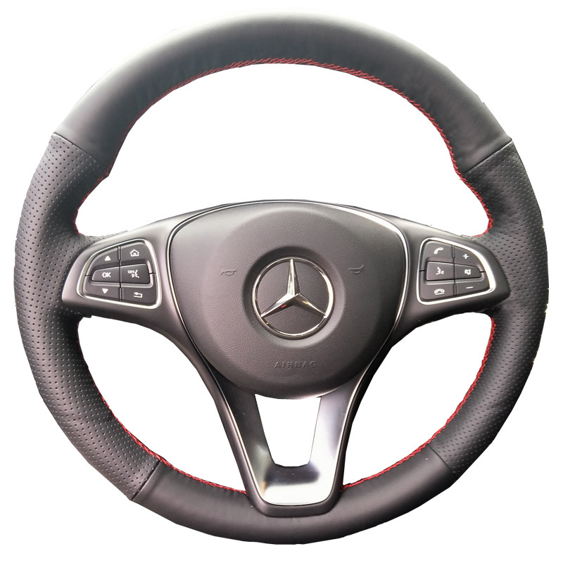 奔驰C180方向盘套真皮手缝C200LE级E300L GLC260 GLA专用汽车把套