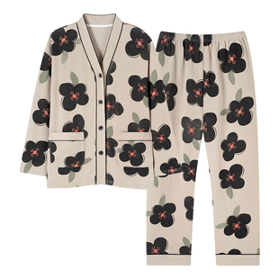 芬腾可安睡衣秋女款2026新款冬季薄绒加厚长袖大码花家居服秋冬天