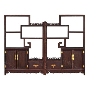 鸡翅木小博古架实木中式隔断柜红木多宝阁古董架置物架茶叶收纳柜