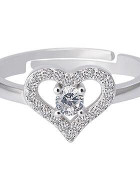 轻奢小众925银爱心钻戒女款