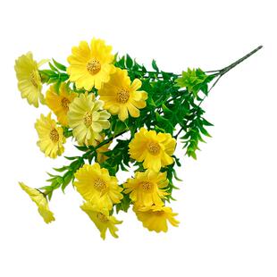 仿真花小雏菊单束跳兰菊绢布花人造塑胶花丝花田园木栅栏隔断装饰