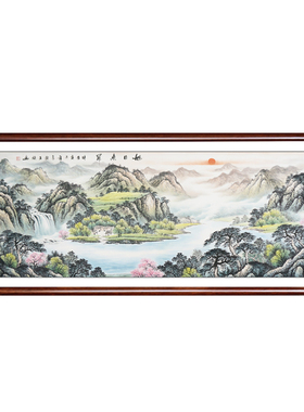 聚财客厅日出东方手绘山水画