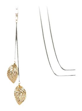 馨语清新气质树叶仿水晶毛衣链