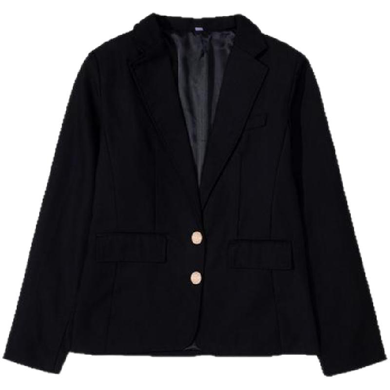 原创jk制服西装外套秋冬日系学院风正版校供两粒扣黑色西服套装女