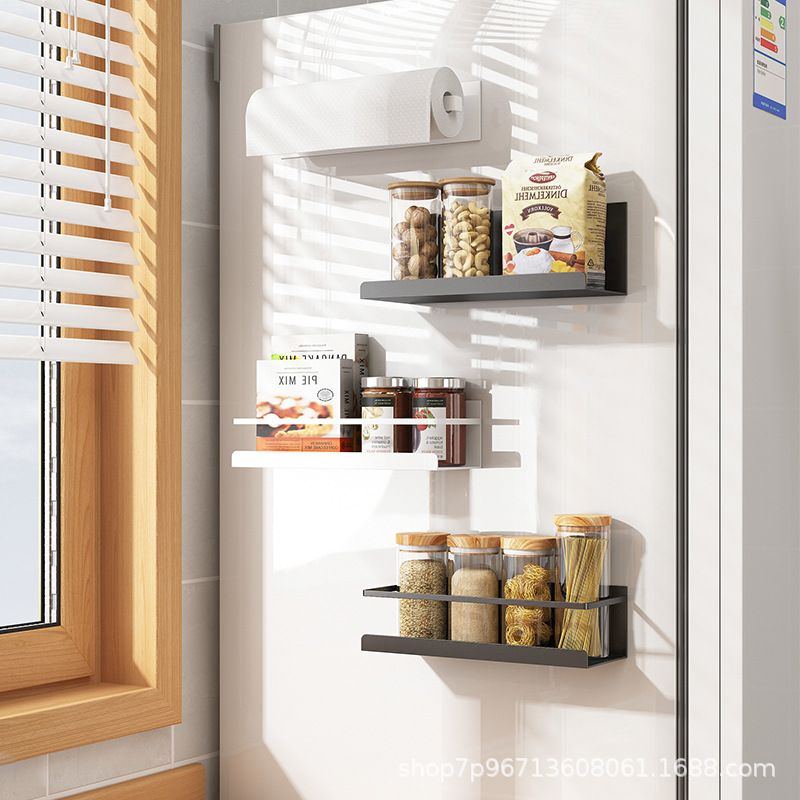 磁吸冰箱置物架侧壁挂收纳架日式厨房磁铁调料架免打孔保鲜膜单层