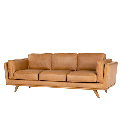 卡洛斯复古风头层牛皮白鹅绒沙发