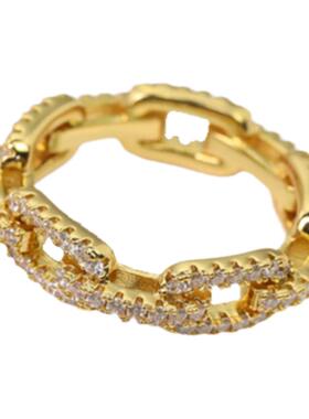 sweetpeeps链环戒指轻奢镶钻素圈