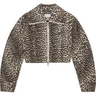 GANNI女装 复古豹纹宽松大衣领夹克外套W0235943