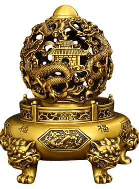 纯黄铜九转乾坤时来运转鼎摆件客厅玄关办公室乔迁店铺开业礼品