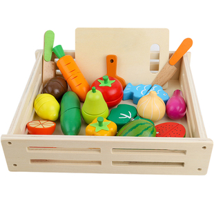 仿真过家家切切乐玩具水果磁性蔬菜切水果木质儿童男女孩厨房套装