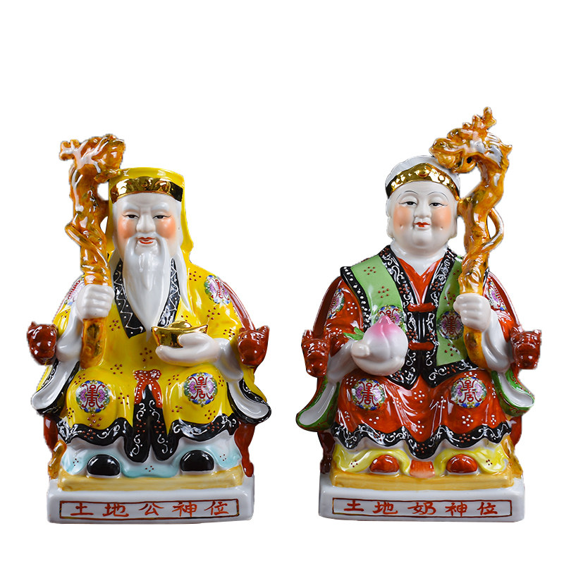 陶瓷土地公土地婆神像