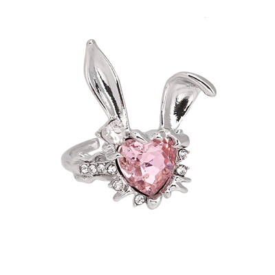 创意爱心小兔子开口戒指