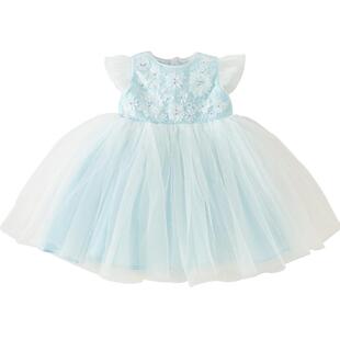 【高定礼服】戴维贝拉儿童连衣裙夏装蓬蓬裙女童蓝色礼服公主裙