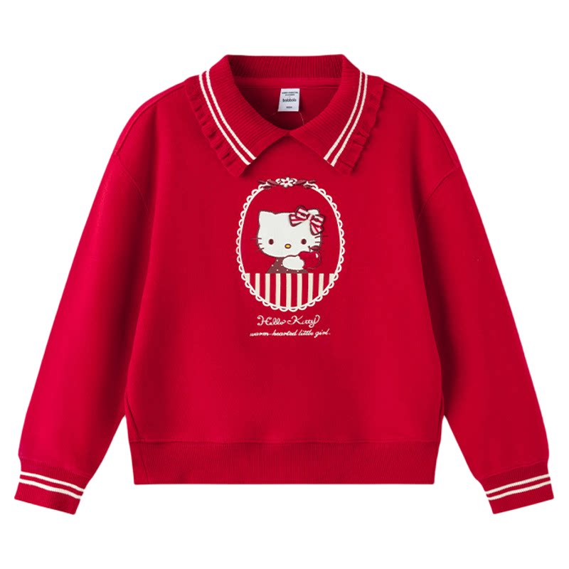 HelloKittyIP商场同款巴拉巴拉儿童卫衣女童新年红色上衣春秋童装