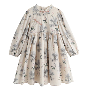 布丁哈鲁童装春装女童2026春秋季新款儿童中国风新中式旗袍连衣裙