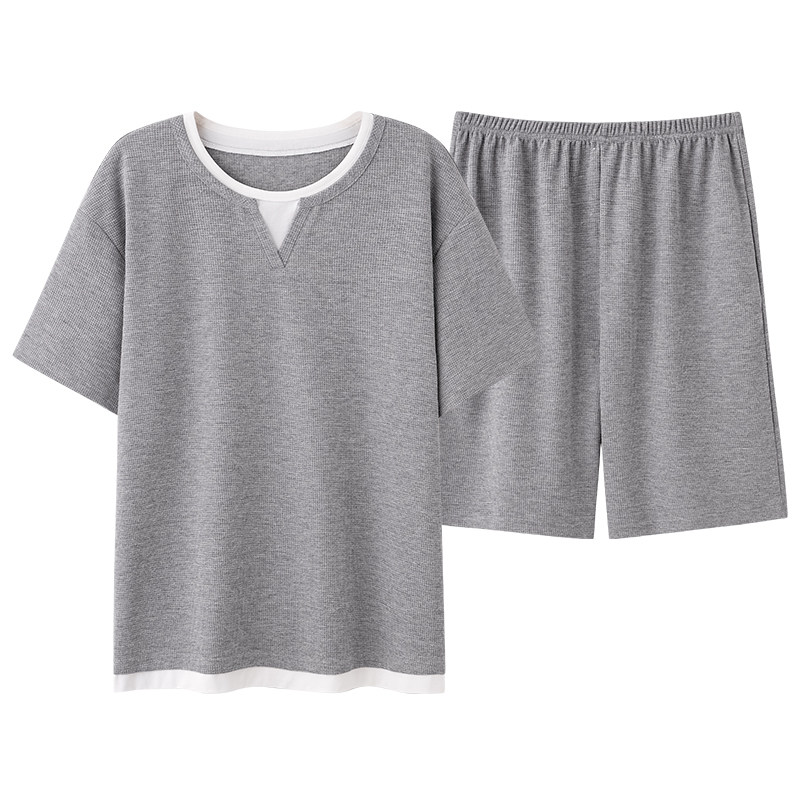 新一系纯棉男士夏短袖家居服套装
