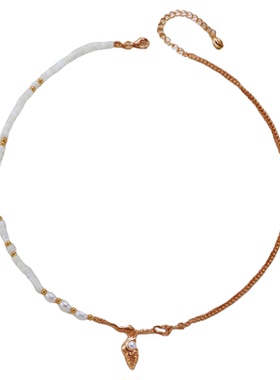 度假风轻奢海螺白贝天然珍珠流苏长款耳环高级感原创设计小众项链