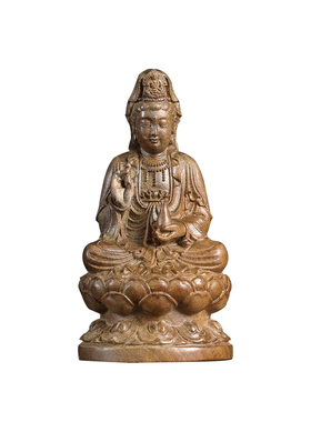 金丝楠木坐莲观音佛像摆件