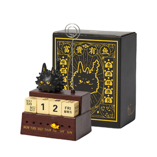国家宝藏x你好历史富贵狸猫音乐盒便签夹桌面DIY台历摆件生日礼物
