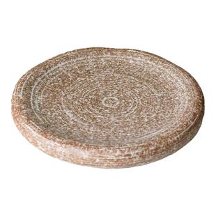 北欧创意圆形盘子家用陶土手绘上釉餐盘小众餐厅冷凉菜盘甜品盘子