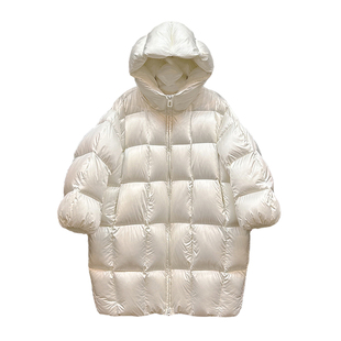 绸面显眼包加厚90白鸭绒羽绒服女中长款东北零下350克极寒外套潮