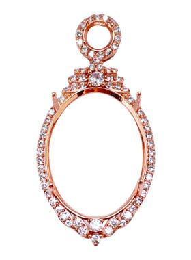 大宝石18*25吊坠空托925纯银女