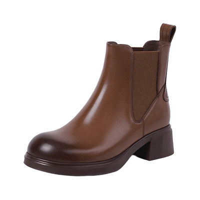 哈森气质擦色短筒切尔西靴2025秋冬新款增高显瘦女靴HWA250117