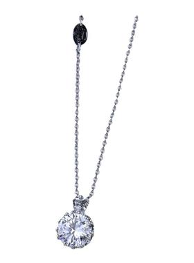 女闪亮水晶甜美清新白钻吊坠项链