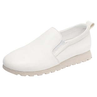 头层牛皮女鞋真皮透气小白鞋休闲一脚蹬乐福鞋平底轻便百搭潮单鞋