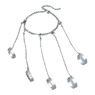 欧美 时尚朋克风创意手指连体手链戒指可拆卸潮酷饰品