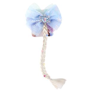 迪士尼儿童发夹辫马尾辫蝴蝶结爱莎公主头饰假发2026新款发饰套装