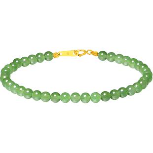 潮宏基倾玉18K金和田玉手链彩金串珠手串碧玉金镶玉纪念日礼物