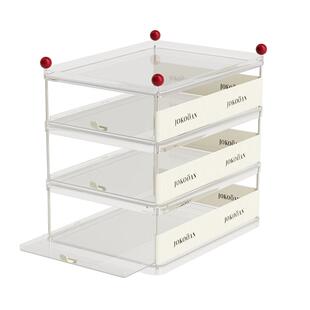 桌面置物架A4纸文件资料多层抽拉架办公室工位神器文具杂物收纳架