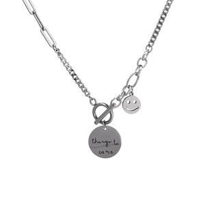 钛钢装饰卫衣链条项链女笑脸搭配毛衣链子轻奢高级感新款T恤配饰