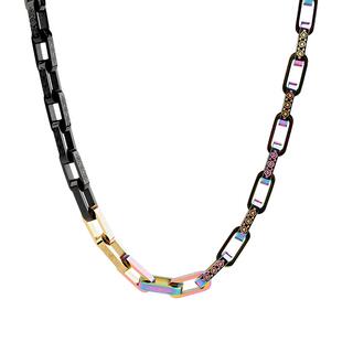 竹节炫彩钛钢项链男士高级感时尚潮流粗款美式嘻哈潮牌情侣街头
